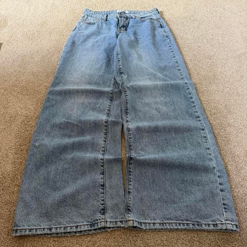 28x28 Blue Baggy Wide Leg Skater Denim Jeans Y2K Grunge Vintage